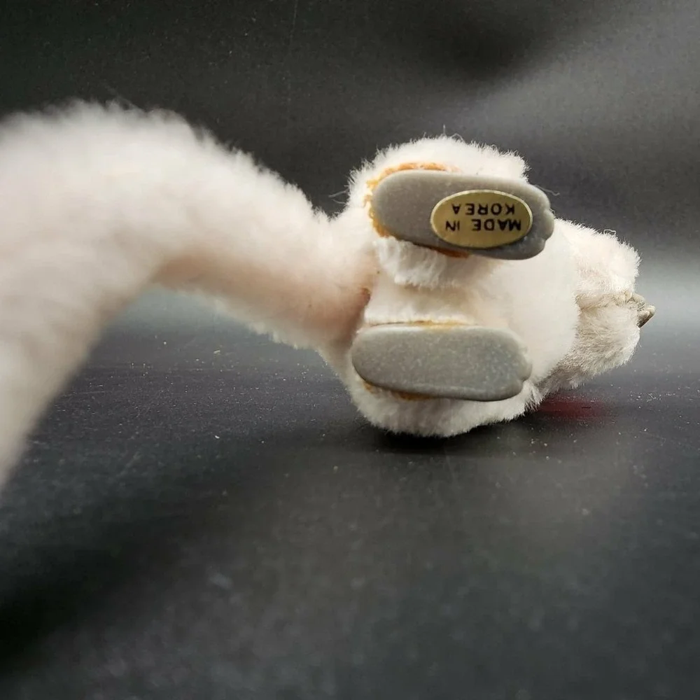VTG Korea White Christmas‎ Mouse Clip On Santa Hat Plush Retro Kitsch Ornament